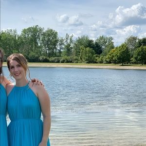 David’s Bridal Bridesmaid Dress in Malibu blue